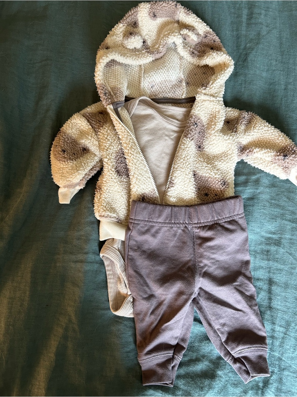 Carter's Cream Sherpa Hooded Jacket & Gray Leggings Set